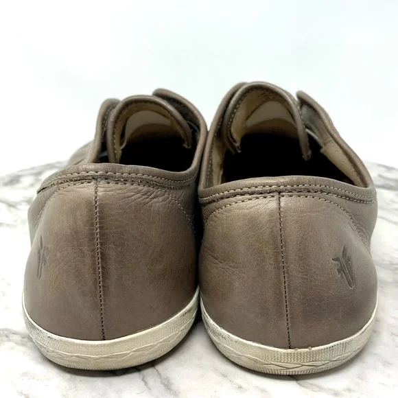 Frye Mindy Slip On Oxford Sneakers Gray Taupe Leather 8.5 Casual Academia Retro - Picture 5 of 12